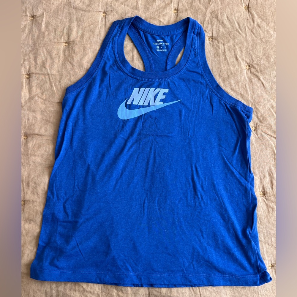 The Nike Tee Racerback Tank, Dark Blue, Size Small